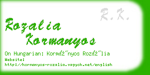 rozalia kormanyos business card